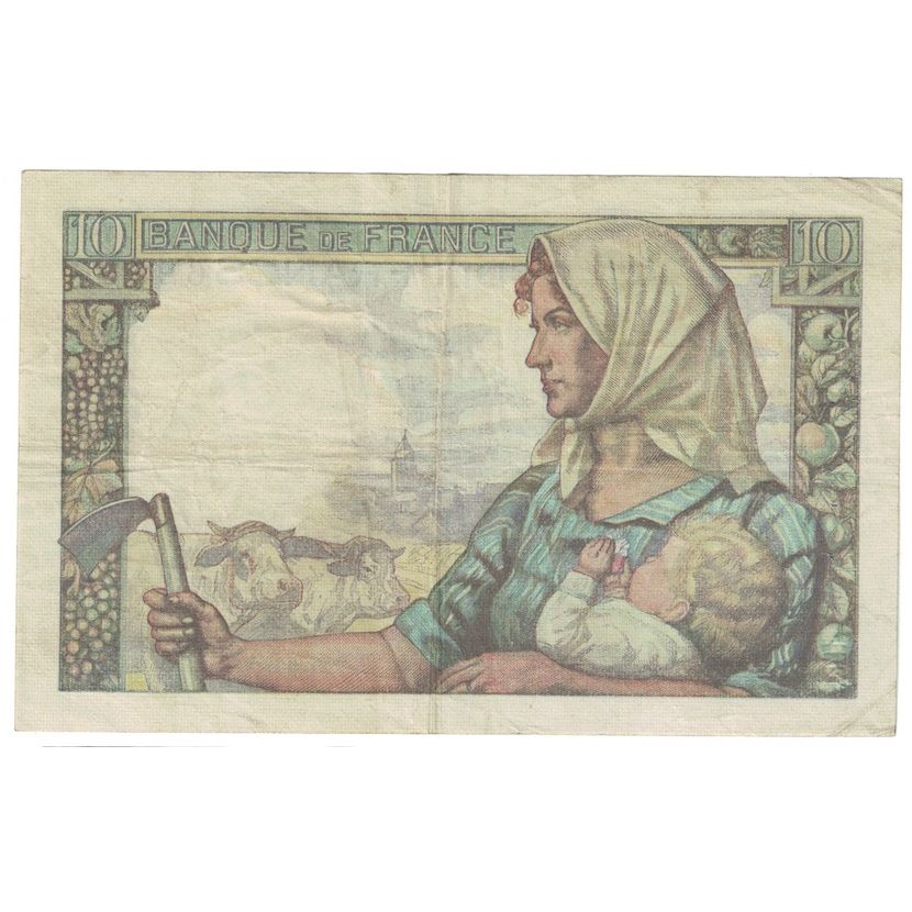 Francia, 10 Francs, Mineur, 1942, 1942-11-26, MB+, Fayette:8.6, KM:99e