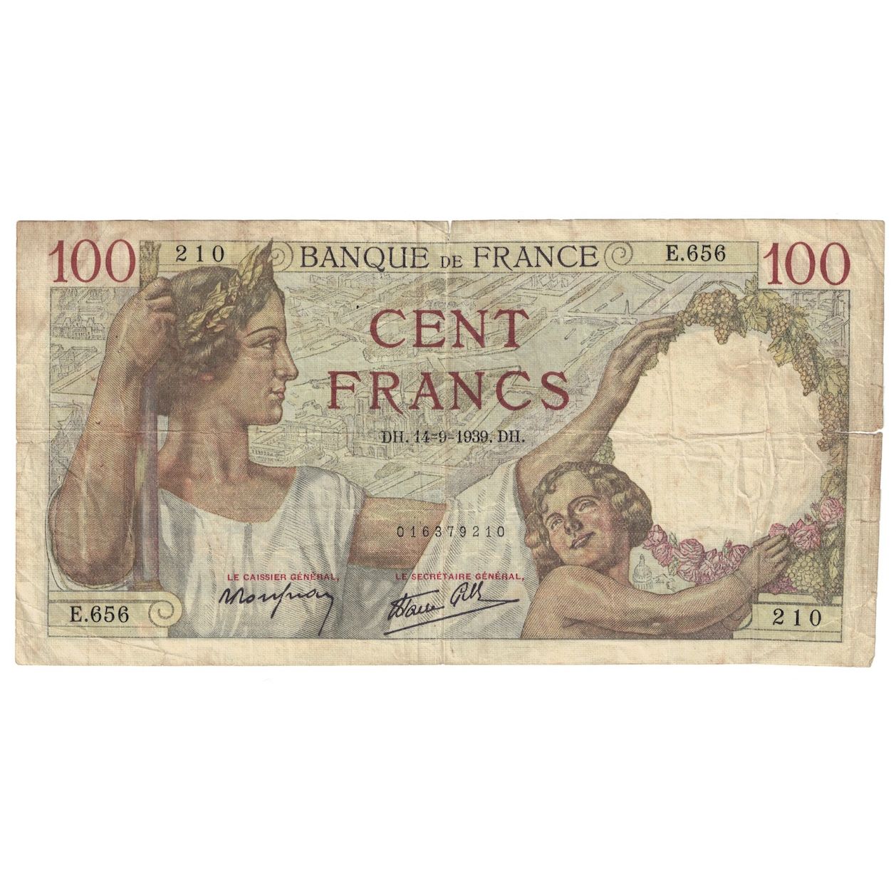 Frankreich, 100 Francs, Sully, 1939, 1939-09-14, S, Fayette:26.06, KM:94