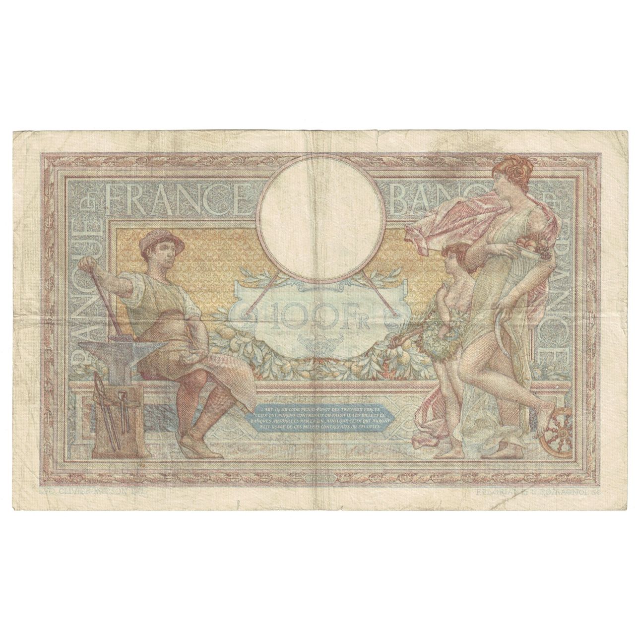 Frankreich, 100 Francs, Luc Olivier Merson, 1935, 1935-11-14, S+, KM:78c