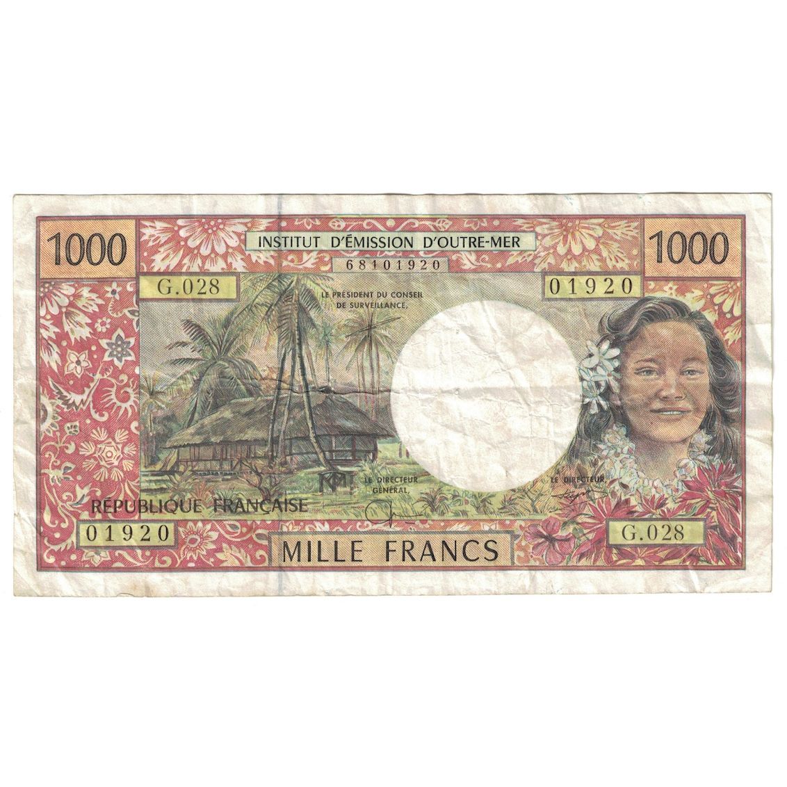 Banconote, Tahiti, 1000 Francs, 1971, Fauté, KM:27A, MB+