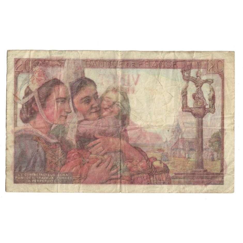 Frankreich, 20 Francs, Pêcheur, 1943, 1943-01-28, SGE, Fayette:13.5, KM:100a