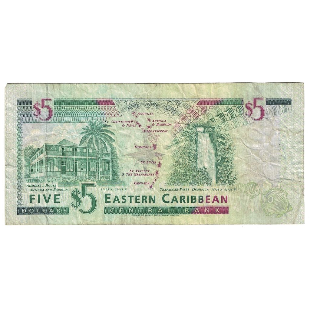 Billet, Etats des caraibes orientales, 5 Dollars, Undated (2000), KM:37v, TB