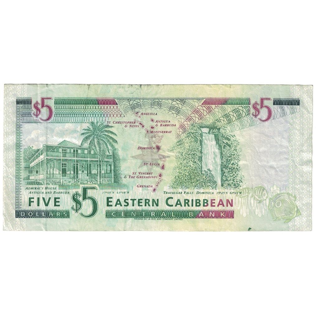 Billet, Etats des caraibes orientales, 5 Dollars, Undated (2000), KM:37v, TB