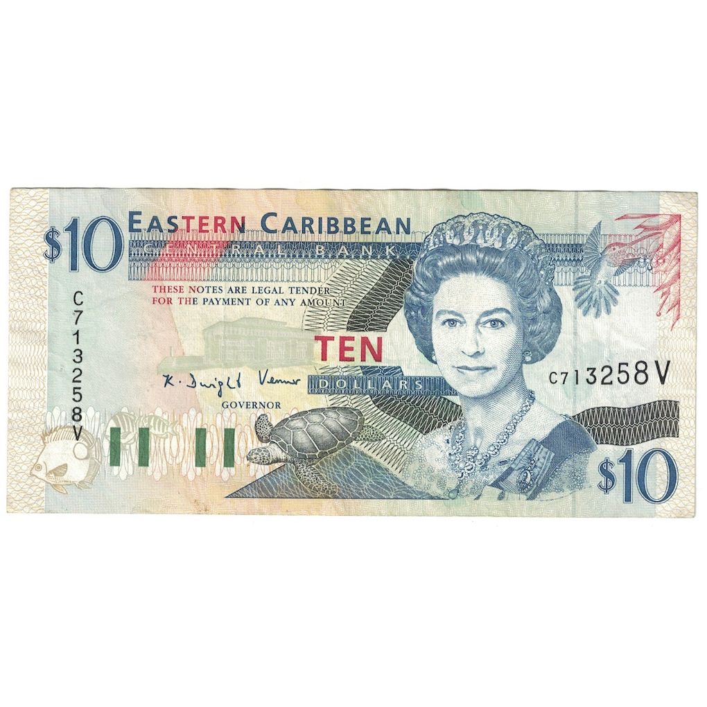 Billet, Etats des caraibes orientales, 10 Dollars, Undated (1994), KM:32v, TTB