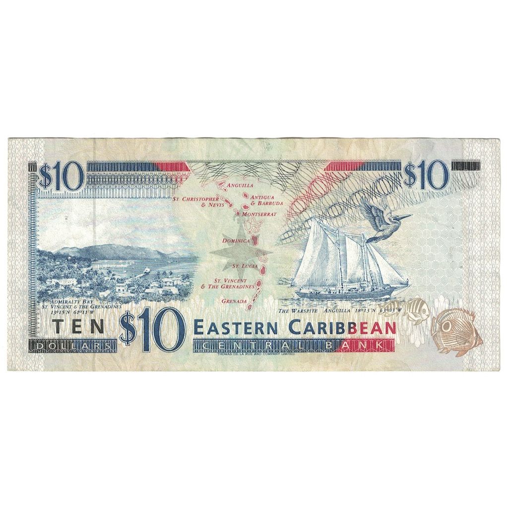 Billet, Etats des caraibes orientales, 10 Dollars, Undated (1994), KM:32v, TTB