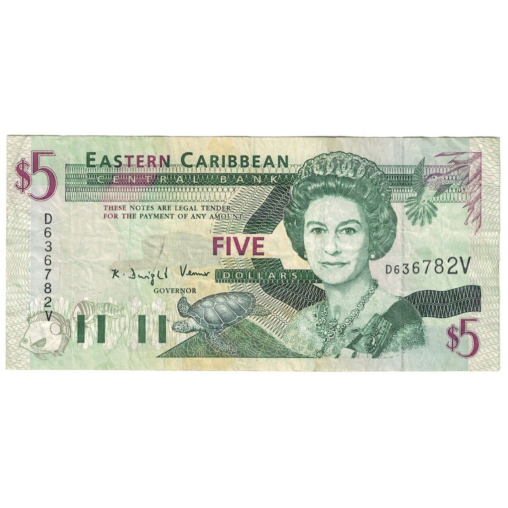 Billet, Etats des caraibes orientales, 5 Dollars, Undated (2000), KM:37d1, TB