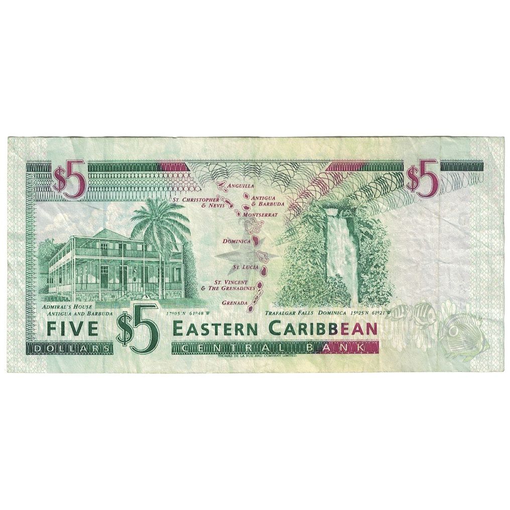 Billet, Etats des caraibes orientales, 5 Dollars, Undated (2000), KM:37d1, TB