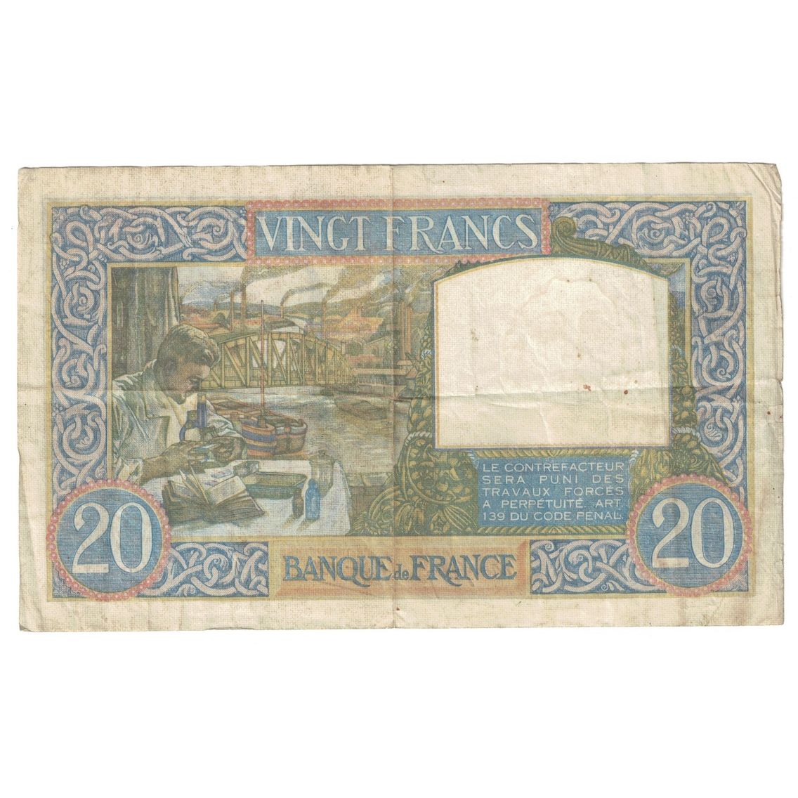 Frankrijk, 20 Francs, Science et Travail, 1941, 1941-05-08, TB, Fayette:12.14