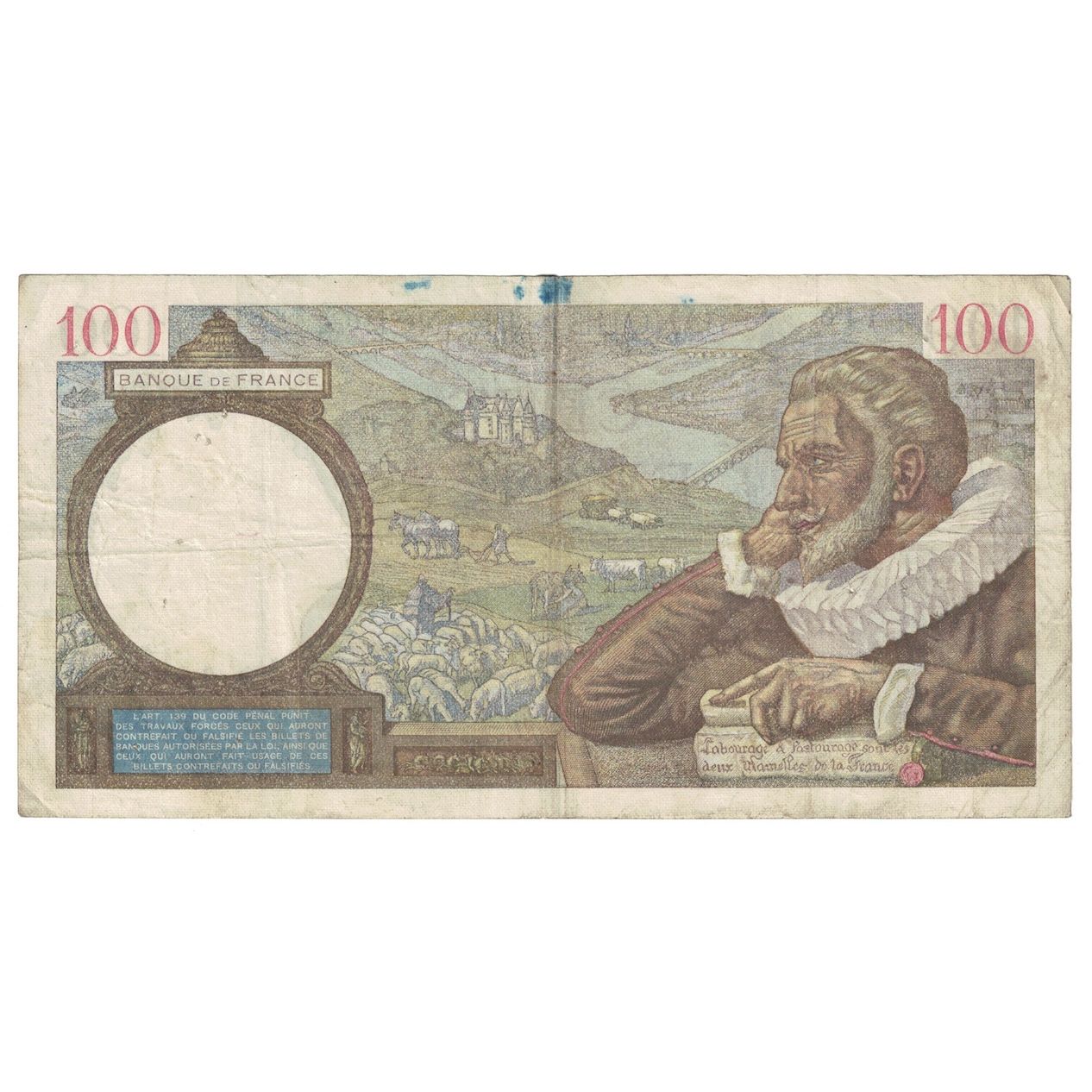 Francja, 100 Francs, Sully, 1939, 1939-09-14, VF(20-25), Fayette:26.06, KM:94