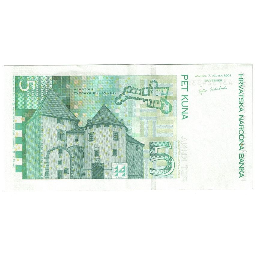 Banconote, Croazia, 5 Kuna, 2001, KM:37, SPL-