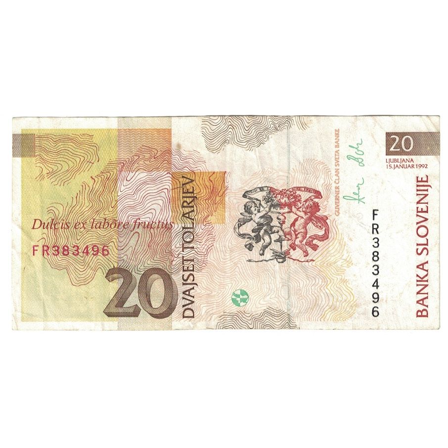 Banknote, Slovenia, 20 Tolarjev, 1992, 1992-01-15, KM:12a, VF(30-35)
