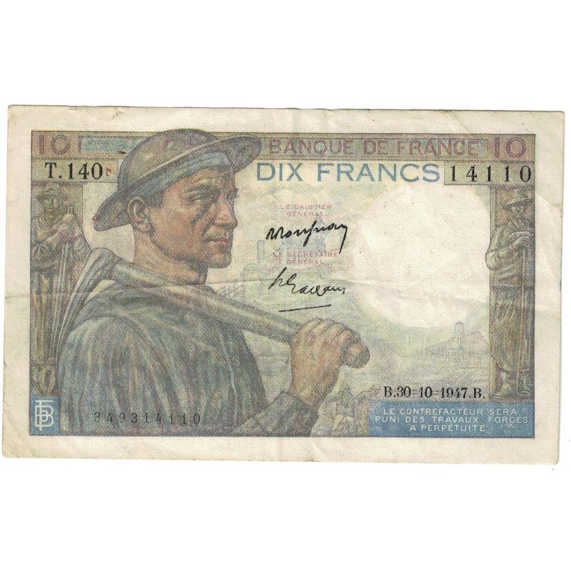 Francia, 10 Francs, Mineur, 1947, 1947-10-30, MBC, Fayette:8.18, KM:99f