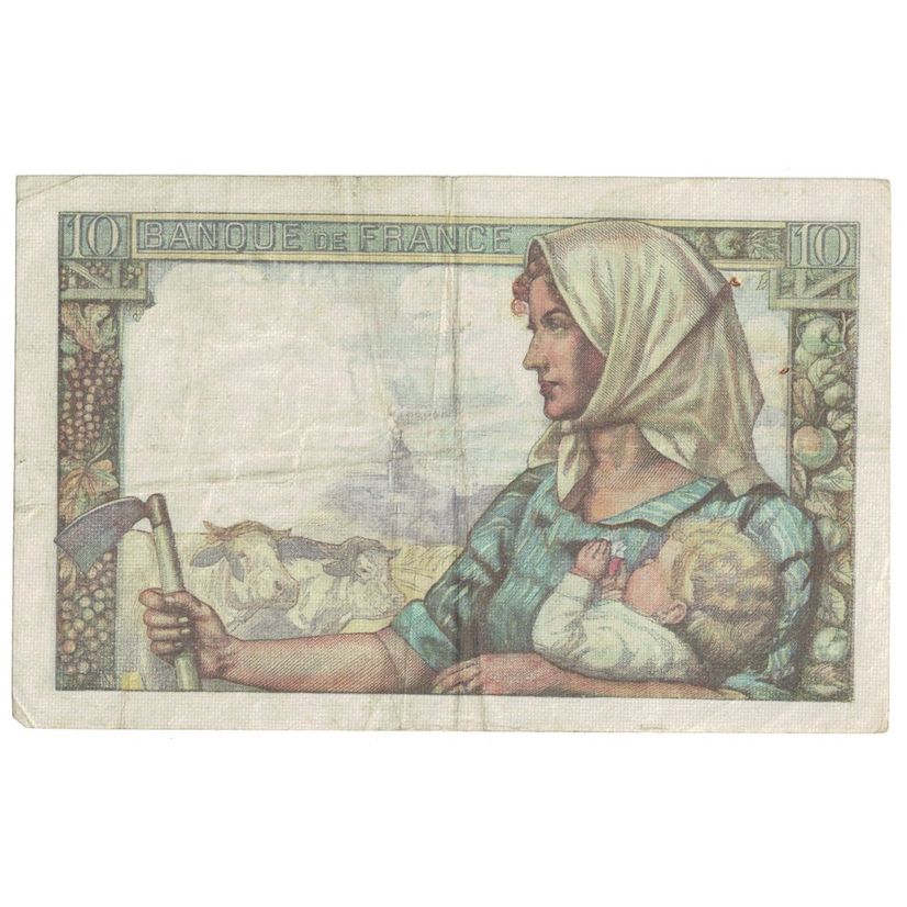 Francia, 10 Francs, Mineur, 1943, 1943-03-25, BB+, Fayette:8.8, KM:99e