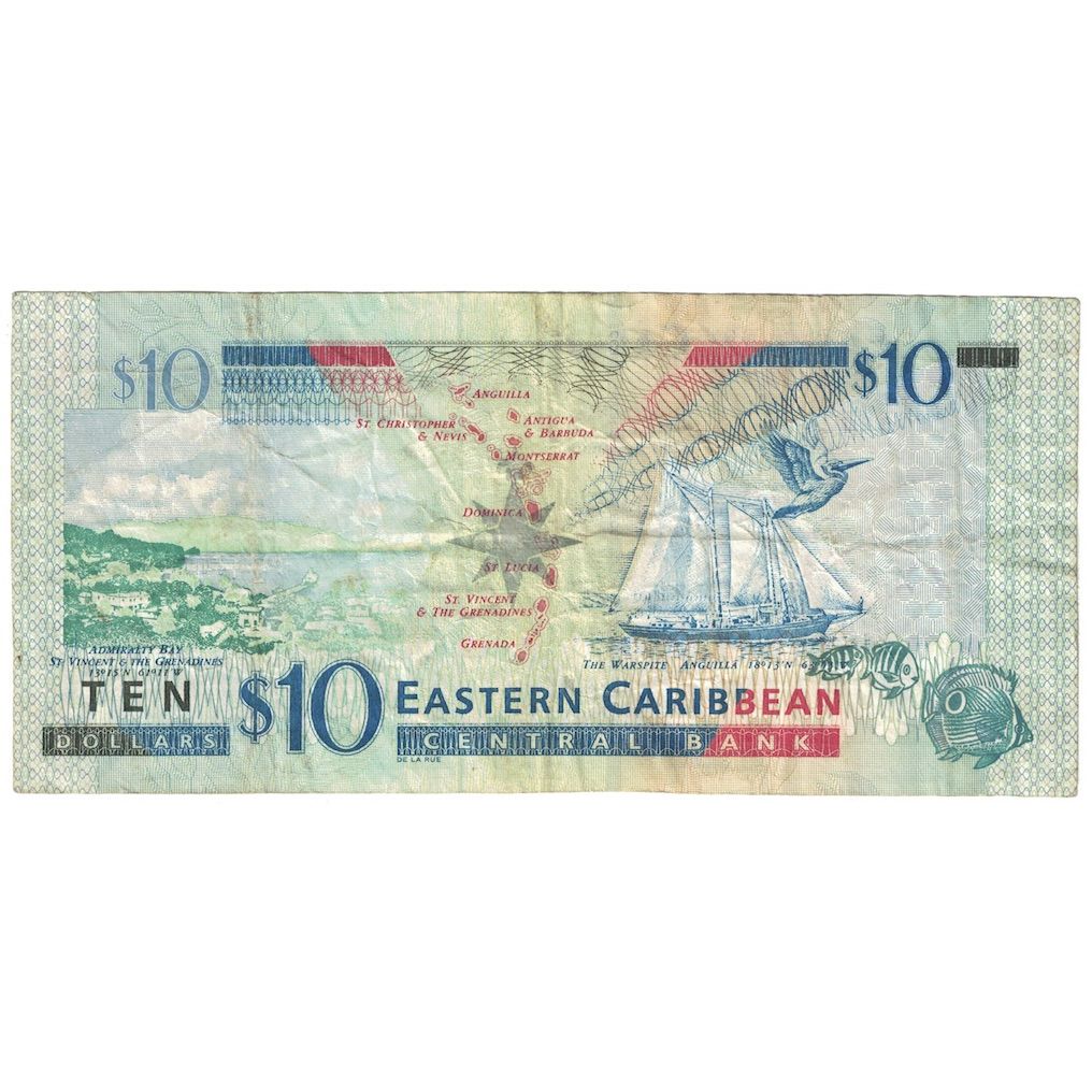 Banconote, Stati dei Caraibi Orientali, 10 Dollars, 2012, KM:52, MB