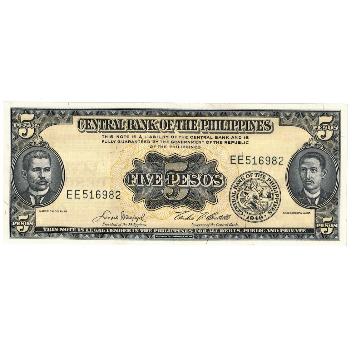 Banknote, Philippines, 5 Pesos, Undated (1949), KM:135b, UNC(65-70)
