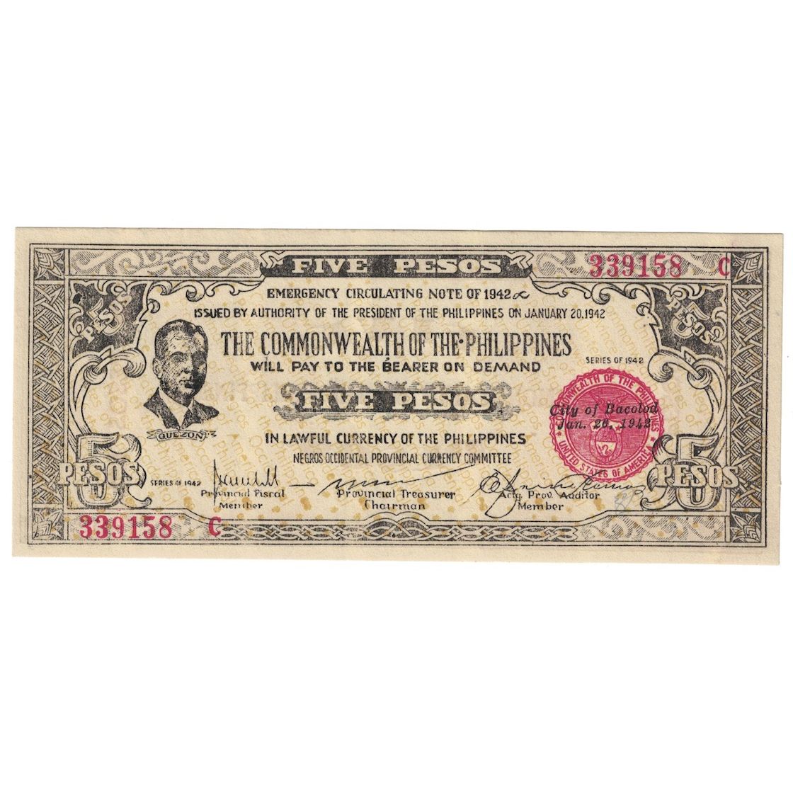 Geldschein, Philippinen, 5 Pesos, 1942, KM:S648a, UNZ