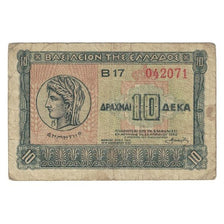 Biljet, Griekenland, 10 Drachmai, 1940, 1940-04-06, KM:314, B+
