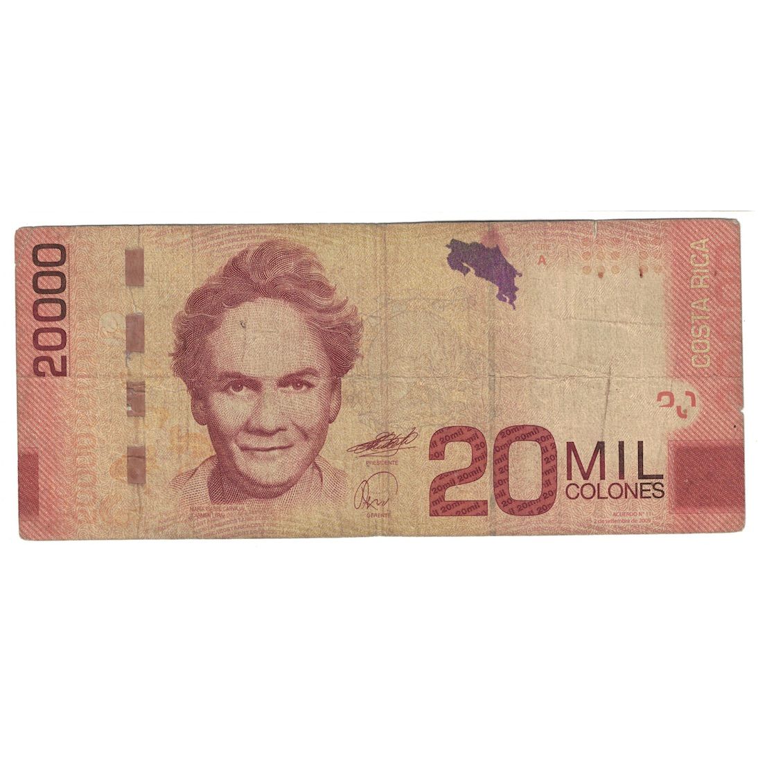 Billete, 20,000 Colones, 2009, Costa Rica, 2009-09-02, KM:278, RC+