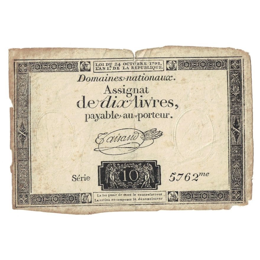 Francja, 10 Livres, 1792, Taisaud, 1792-10-24, F(12-15), KM:A66b