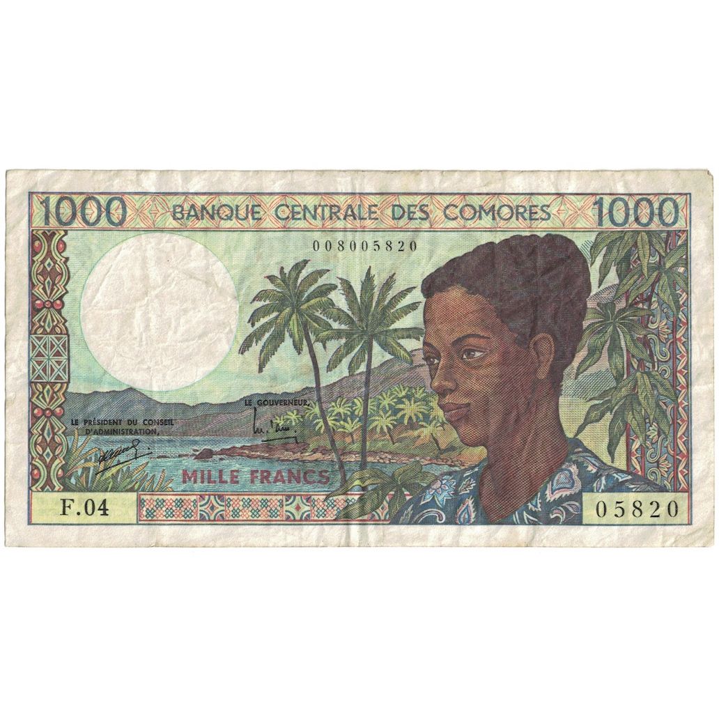 Banknot, Komory, 1000 Francs, UNDATED (1984), KM:11b, VF(30-35)