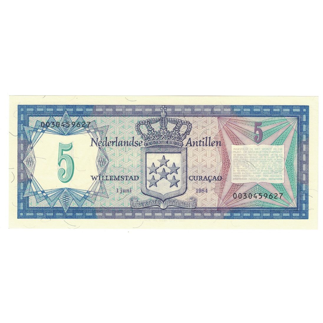 Geldschein, Netherlands Antilles, 5 Gulden, 1984, 1984-06-01, KM:15b, UNZ