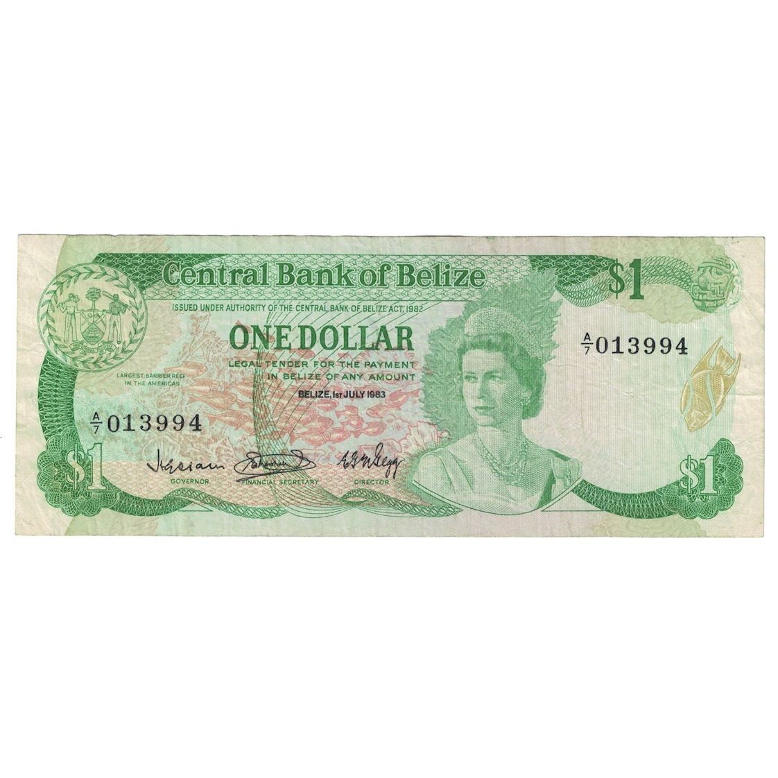 Banconote, Belize, 1 Dollar, 1983, 1983-07-01, KM:46a, MB+