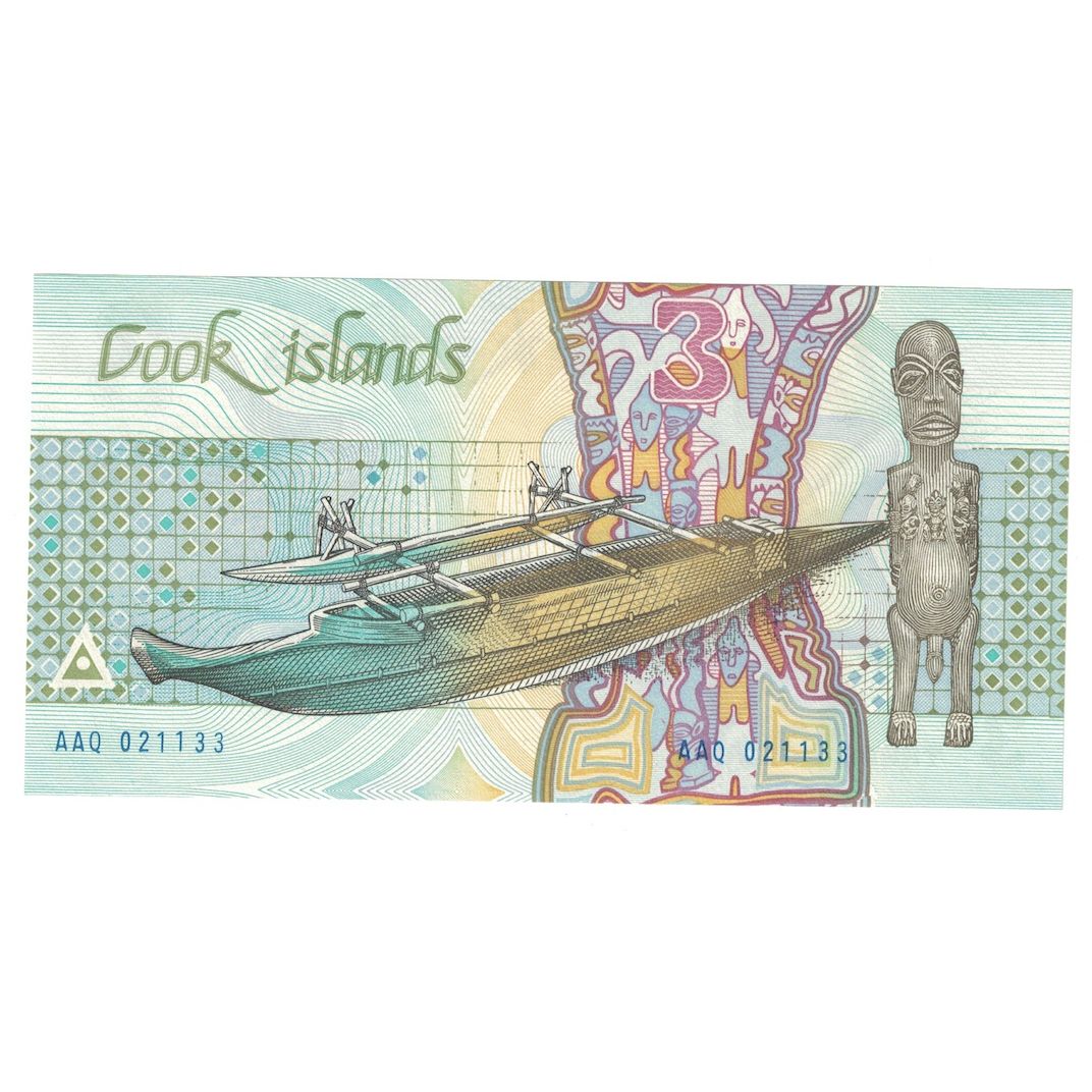 Banconote, Isole Cook, 3 Dollars, Undated (1987), KM:3a, FDS