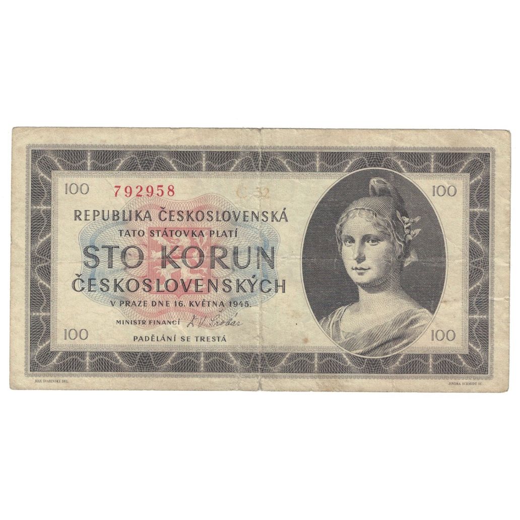 Banknote, Czechoslovakia, 100 Korun, 1945, 1945-05-16, KM:67a, VF(20-25)