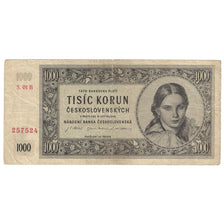 Banconote, Cecoslovacchia, 1000 Korun, 1945, 1945-05-16, KM:74c, MB+