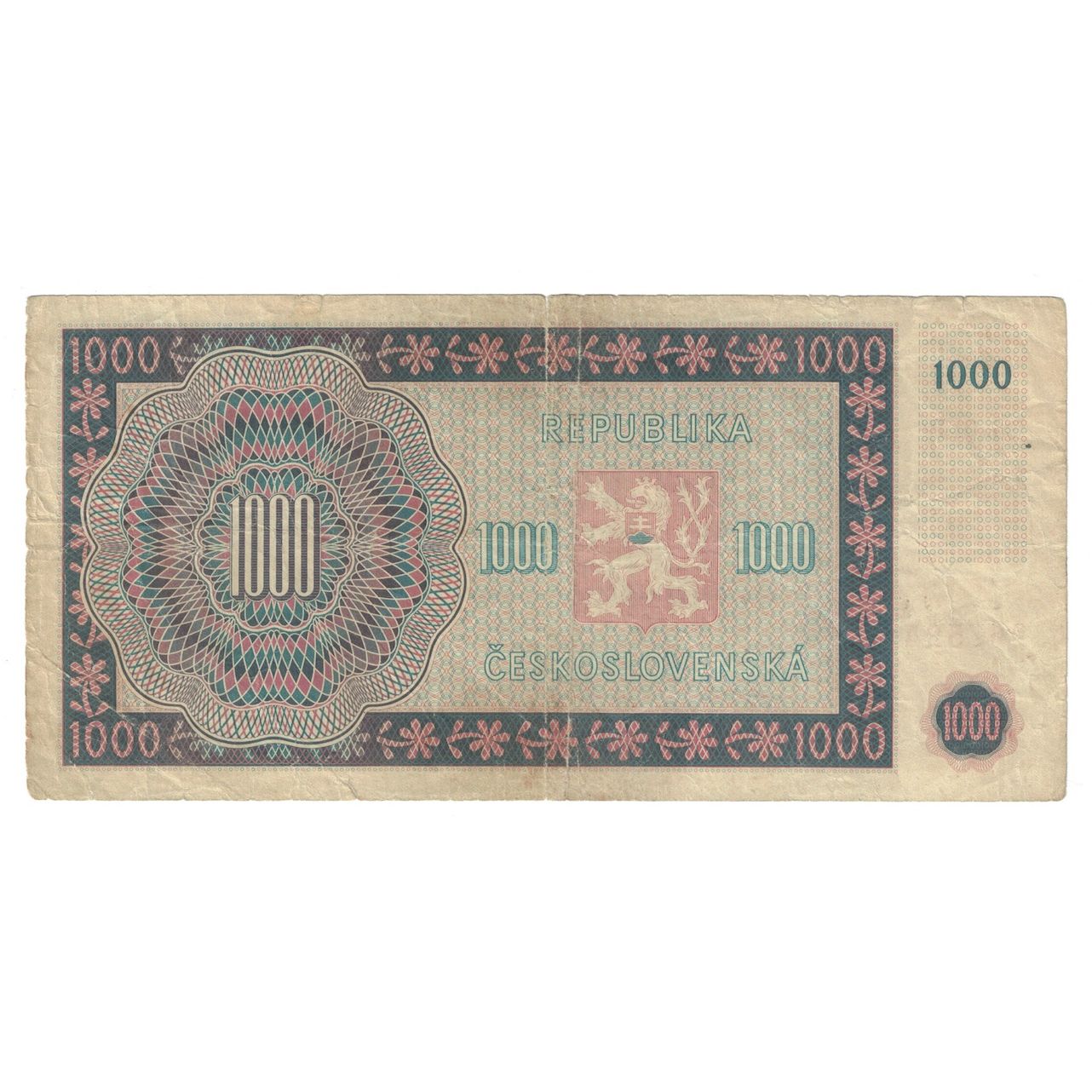 Banconote, Cecoslovacchia, 1000 Korun, 1945, 1945-05-16, KM:74c, MB+