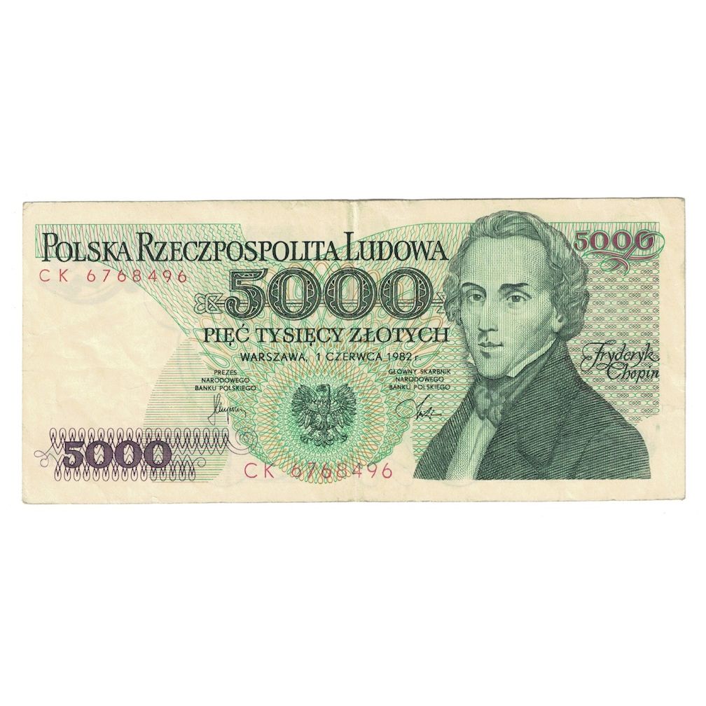 Geldschein, Polen, 5000 Zlotych, 1982, 1982-06-01, KM:150a, SS
