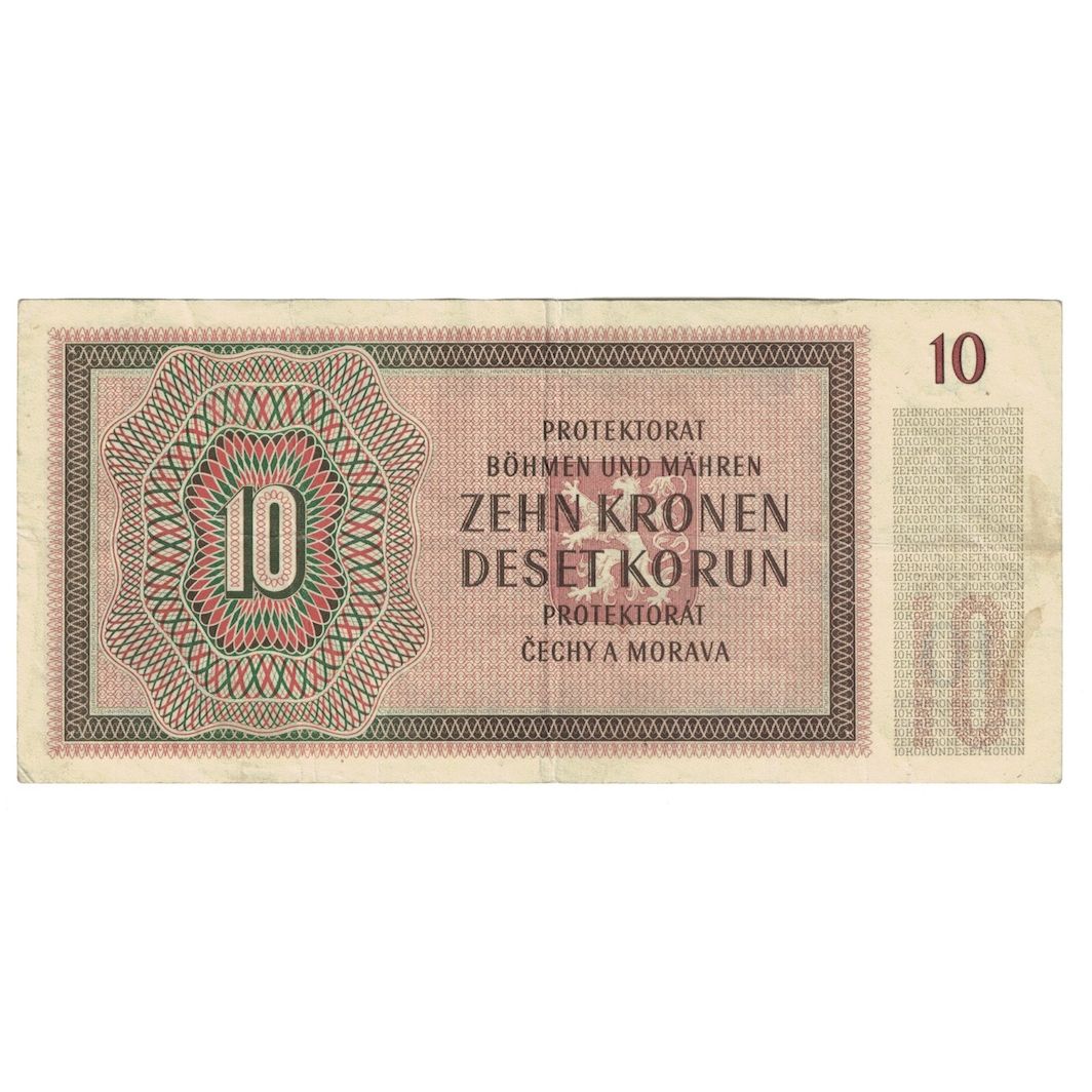 Banknote, Bohemia and Moravia, 10 Korun, 1942, 1942-07-08, KM:8a, EF(40-45)