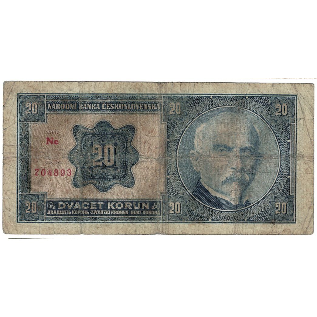 Banconote, Cecoslovacchia, 20 Korun, 1926, 1926-10-01, KM:21a, B+
