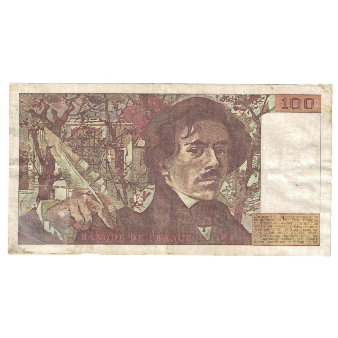 França, 100 Francs, Delacroix, 1982, VF(30-35), Fayette:69.06, KM:154b