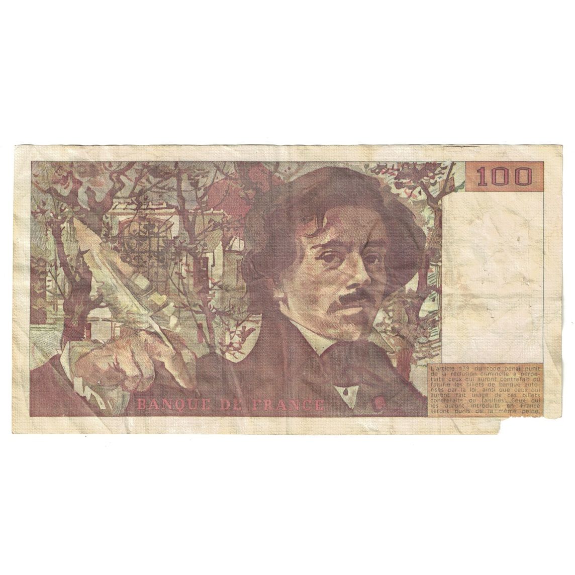 França, 100 Francs, Delacroix, 1980, F(12-15), Fayette:69.04a, KM:154b