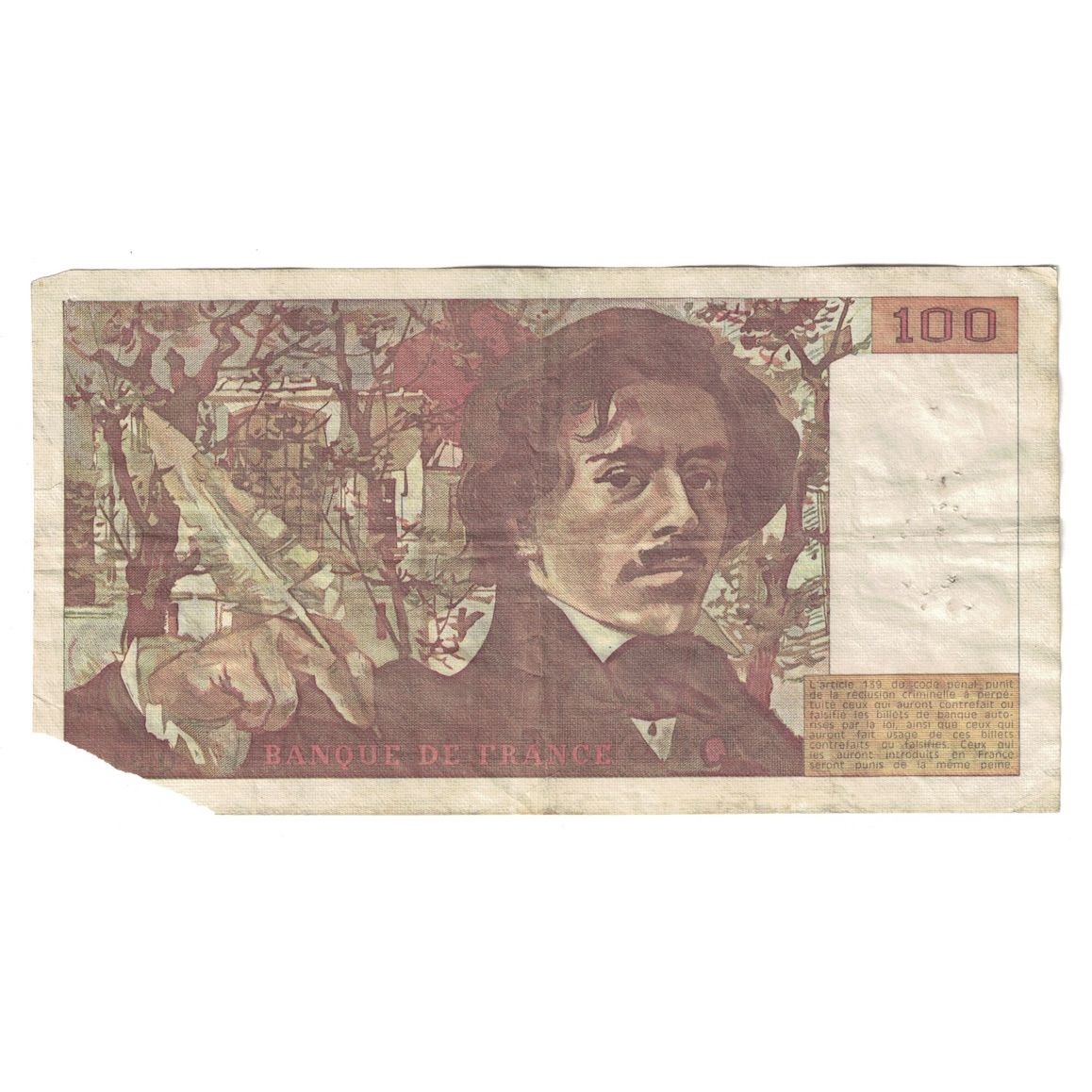 França, 100 Francs, Delacroix, 1980, F(12-15), Fayette:69.04b, KM:154b