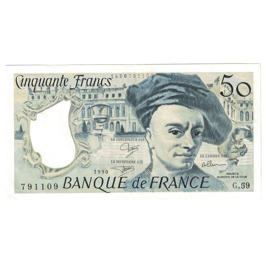 Francja, 50 Francs, Quentin de La Tour, 1990, UNC(64), Fayette:67.16, KM:152e