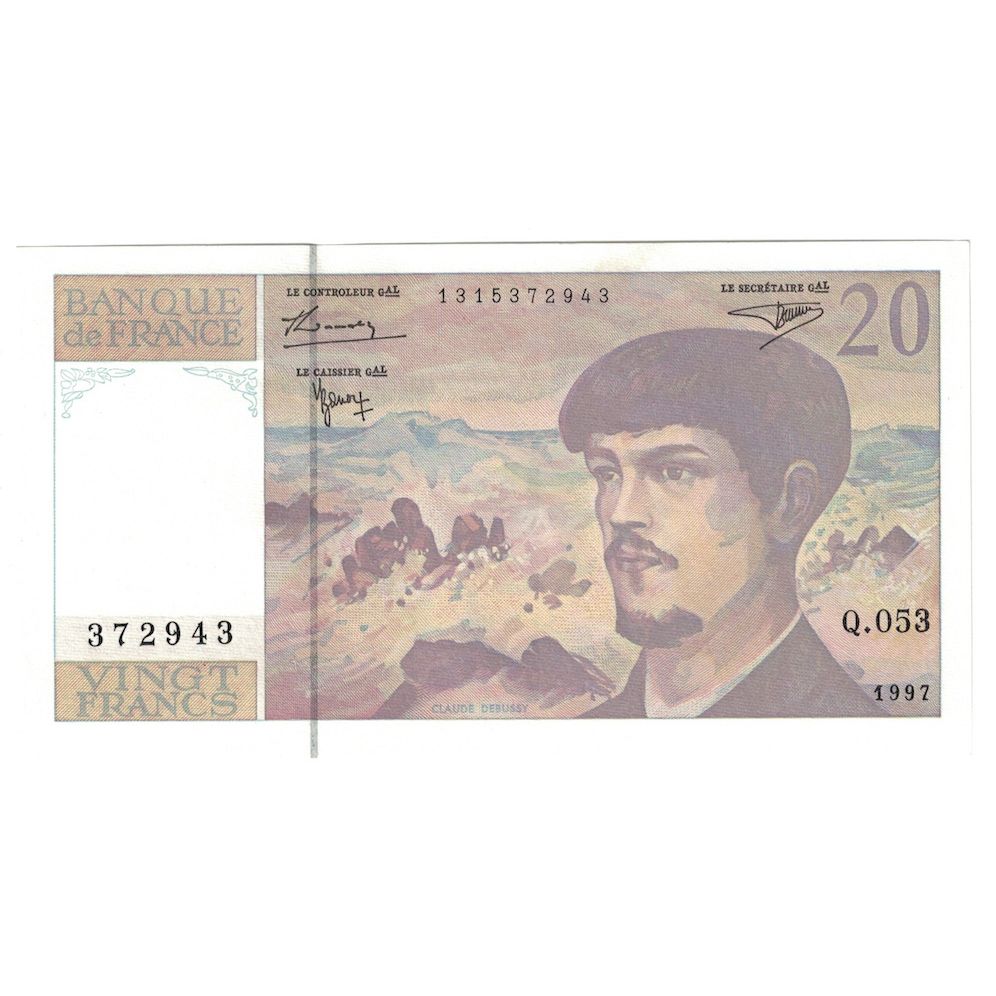 France, 20 Francs, Debussy, 1997, SPL, Fayette:66ter02a53, KM:151i