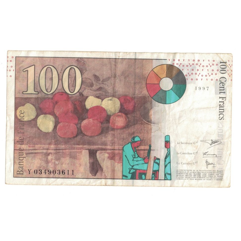 France, 100 Francs, Cézanne, 1997, EF(40-45), Fayette:74.2, KM:158a