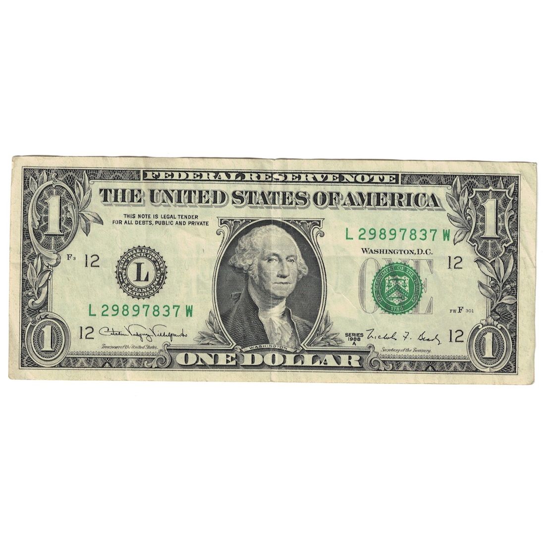 Nota, Estados Unidos da América, One Dollar, 1988, San Francisco, KM:3855