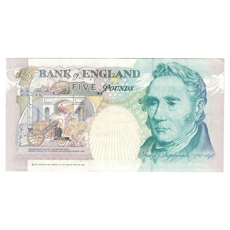 Banknote, Great Britain, 5 Pounds, Undated (1990-91), KM:382a, AU(50-53)