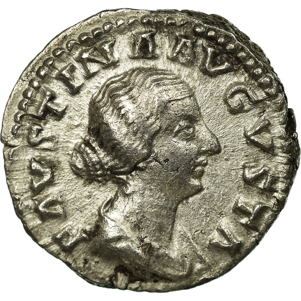 Moneta, Faustina II, Denarius, Rome, AU(55-58), Srebro, Cohen:221