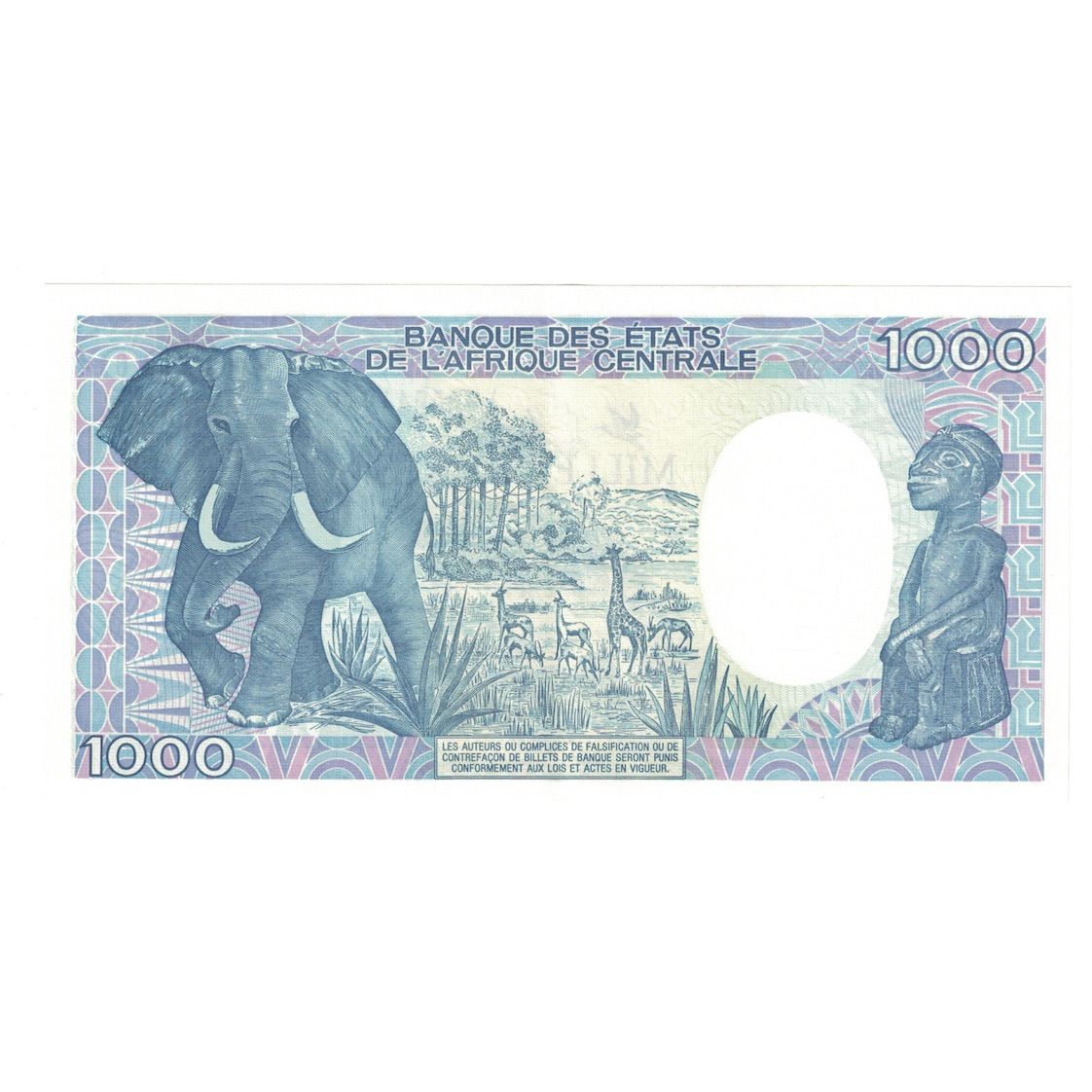 Geldschein, Gabun, 1000 Francs, 1991, 1991-01-01, KM:10b, UNZ-