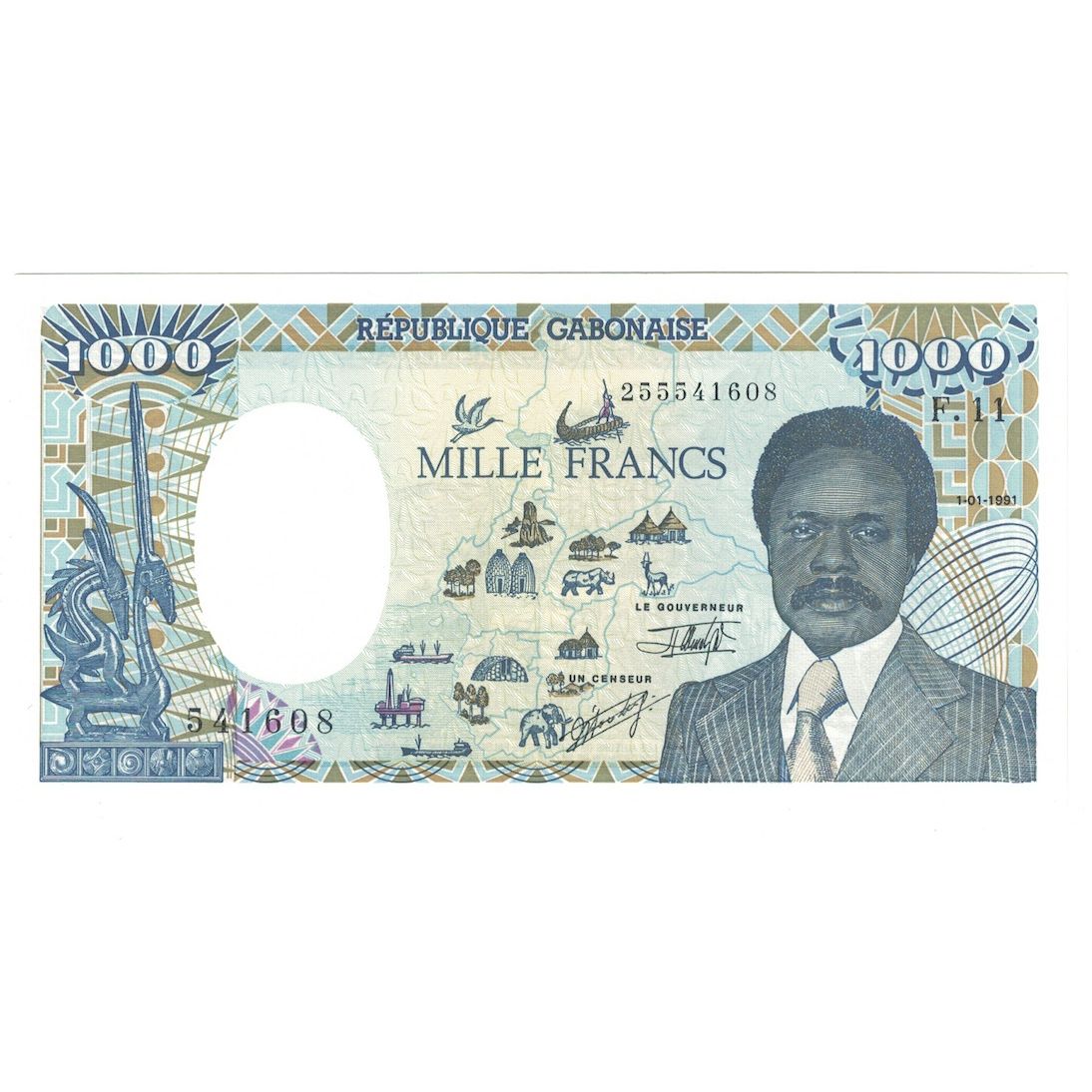 Banknote, Gabon, 1000 Francs, 1991, 1991-01-01, KM:10b, UNC(65-70)