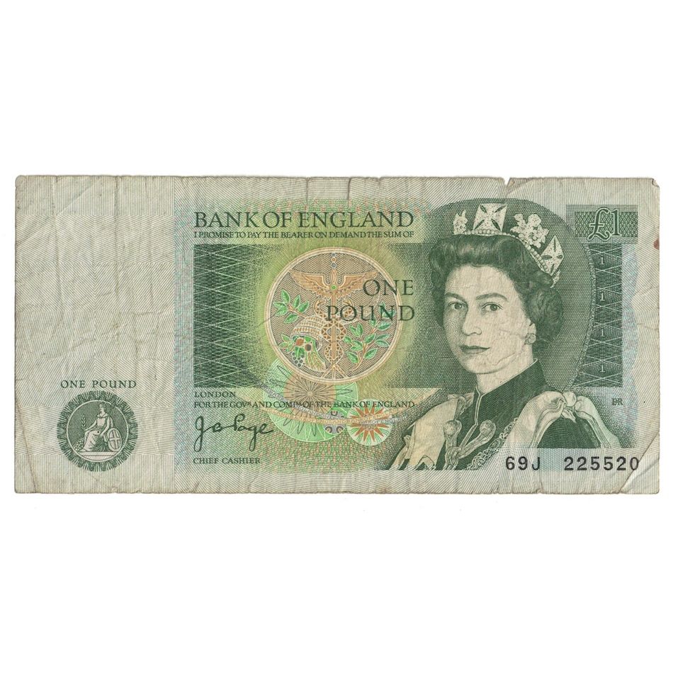 Banconote, Gran Bretagna, 1 Pound, Undated (1978-84), KM:377a, B+