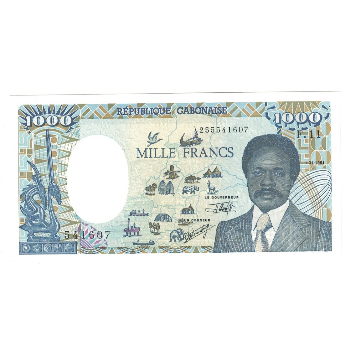 Banconote, Gabon, 1000 Francs, 1991, 1991-01-01, KM:10b, FDS