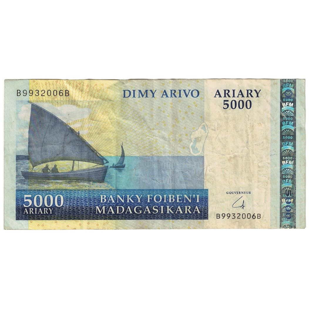 Billet, Madagascar, 5000 Ariary, Undated (2003), KM:84, TB+