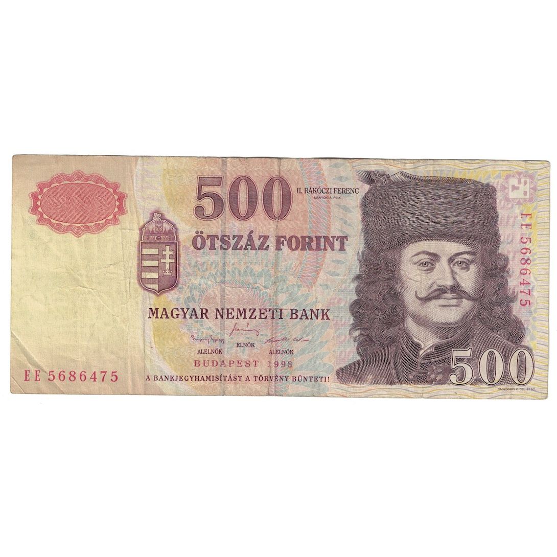 Banconote, Ungheria, 500 Forint, 1998, KM:179a, MB+