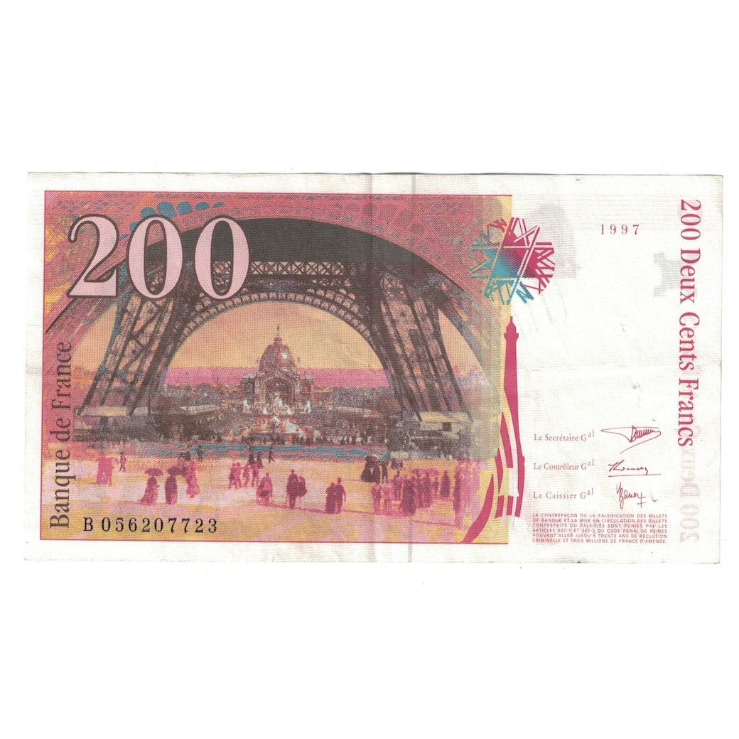 Francia, 200 Francs, Eiffel, 1997, MB+, Fayette:75.4b, KM:159b