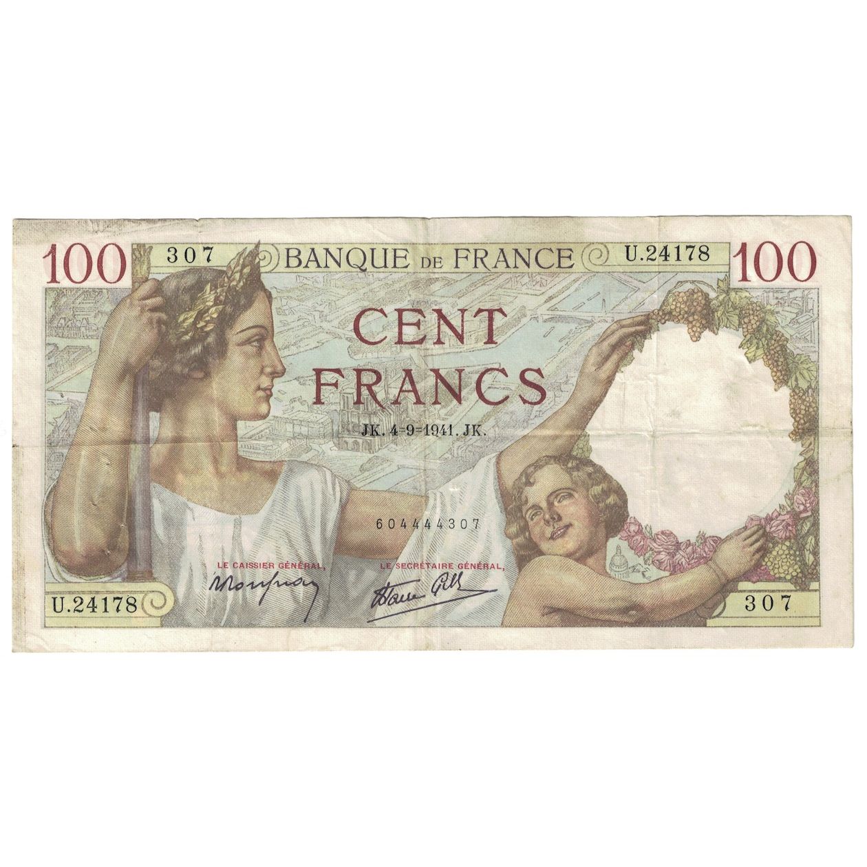 France, 100 Francs, Sully, 1941, 1941-09-04, TTB, Fayette:26.57, KM:94